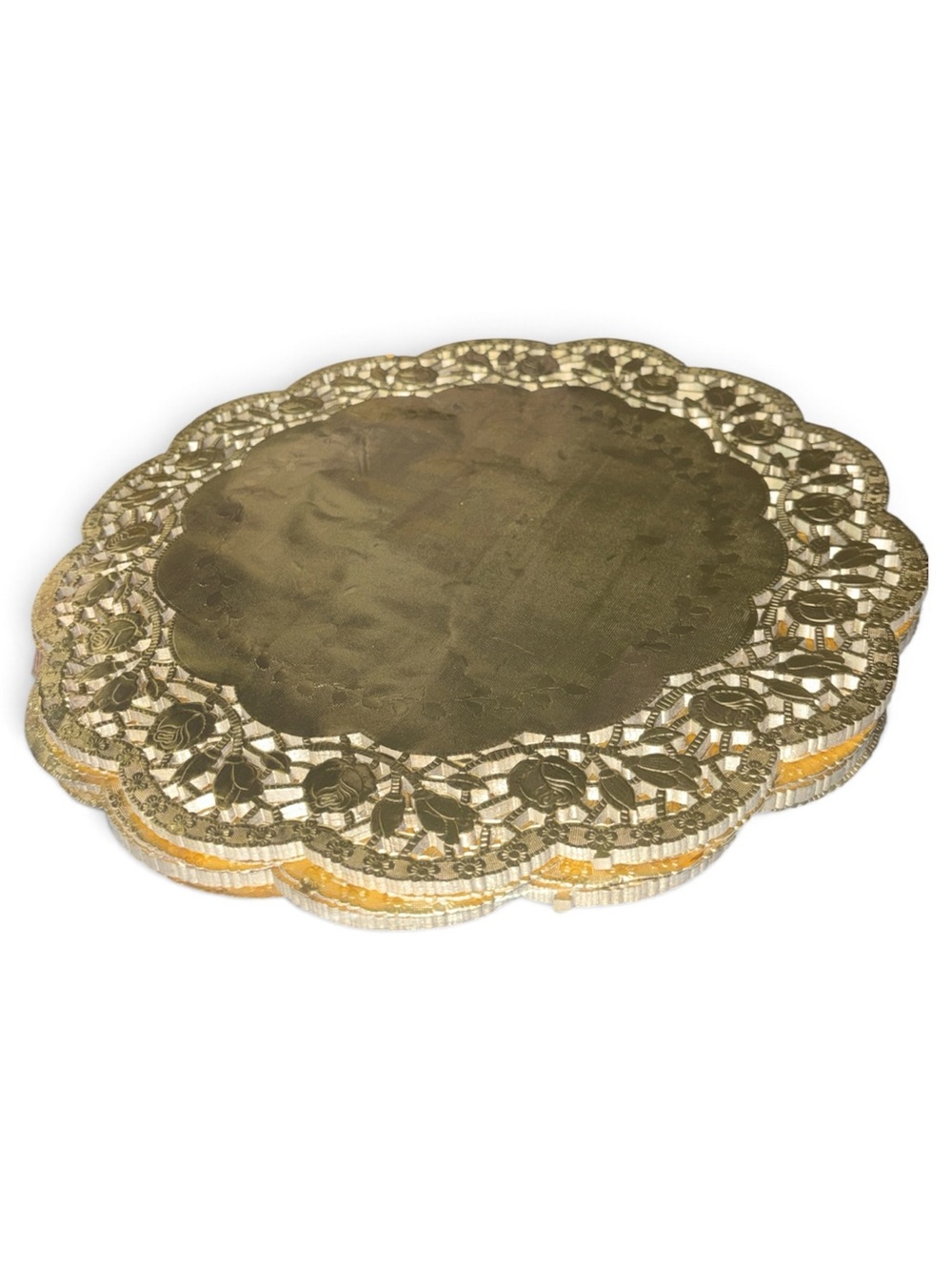 Amazon 80ct Round Scalloped Lace Floral Doilies -Metallic Gold Foil Paper 13”